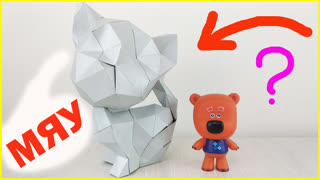 Кеша 🐻 Такого Кота 🐱 ещё не Собирал! Необычная Полигональная фигура 🐈 Ми-ми-мишки мультики для детей